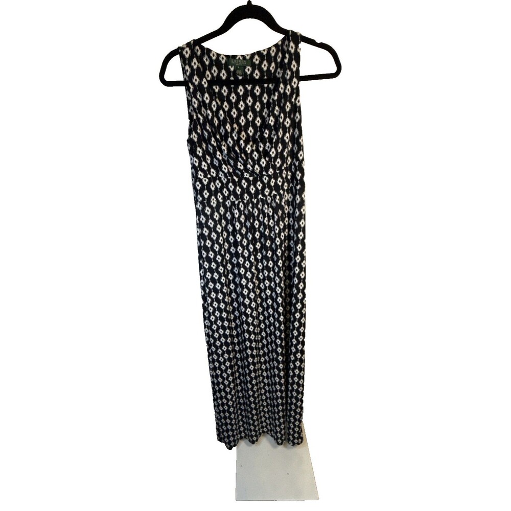 Ralph Lauren Women Black/Wh Floral Maxi Dress Size 6 Casual Party Travel Resort
